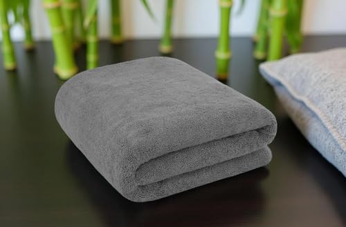 Image of IVAZA Ultimate Luxury with Our 600 GSM Bamboo Bath Towel - Experience 3X The Softness of Cotton with Ultra-Absorbent, Eco-Friendly Fibers for a Spa-Like Feel at Home (120x60 cm) Pack of 1 Dark Grey