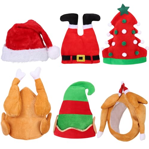 YEXEXINM 6 Weihnachtsmütze Neuheits-Weihnachtsmützen-Set...