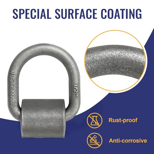 Image of Grandroad auto 8 Pack Weld-On Forged D Ring, Heavy Duty 1 /2 inch D-Ring Trailer Tie Down Anchor with MBS:12,000 lbs for Trailer, Truck Cargo, RV, ATV Tiedowns, Farm Applications and More.