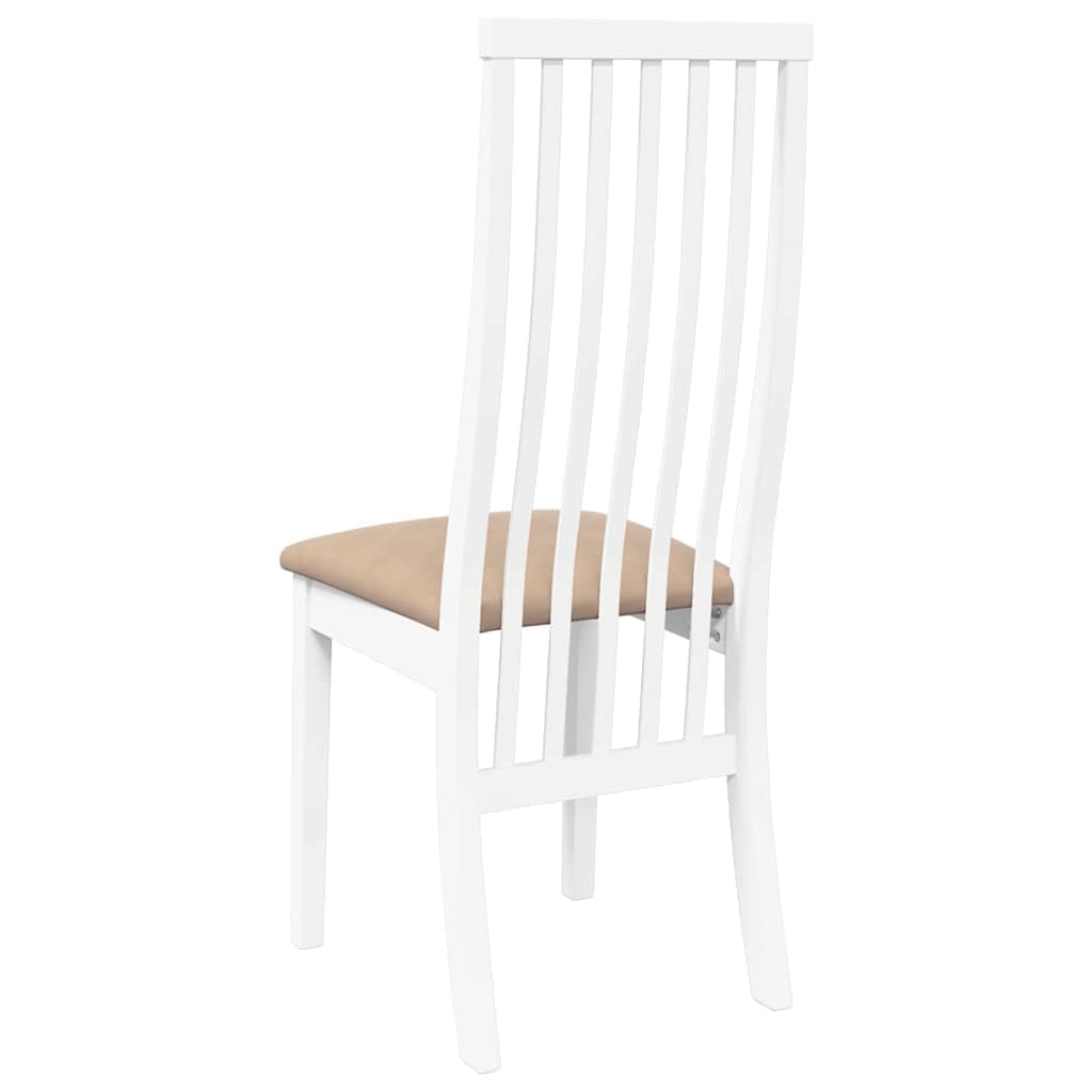 vidaXL Sillas de Comedor con Cojines 2uds Madera Maciza Blanco Caucho, Silla de Comedor, Silla de Cocina, Asiento de Comedor, Silla