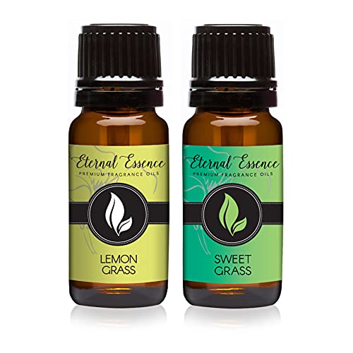 Image of Eternal Essence Oils 2 Pack 10ml Premium Fragrance Oil - Lemon Grass & Sweet Grass - for Candle, Soap Making, Aromatherapy, Diffusers, Home Care, & Humidifiers