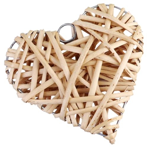 UTHCLO Décoration Cœur Suspendu Rotin Ornement Tressé Couleur Beige Élégant Pendentif Cœur pour Fête et Maison Suspension Décorative et Délicate
