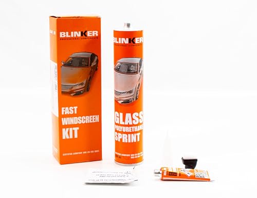 BLINKER Kit Complet Colle Pare-Brise Polyuréthane Rapide 310 ML + Lingette Nettoyante + Apprêt Applicateur | Mastic PU Étanche et Élastique | Séchage...