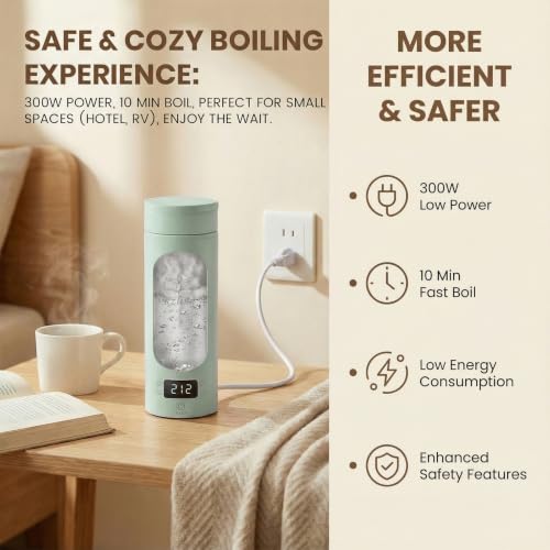 Image of Portable Electric Kettle For Travel, 120V, 450ml, 4 Temperature Control