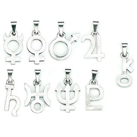 Ann Claridge 8pc Charm Set Mercury,Venus,Mars,Jupiter,Saturn,Uranus,Neptune,Pluto,With Bonus Charm 2060 Chiron,Lead-Free Pewter Solar System Planetary Glyph Sign Symbols for DIY Necklace and Jewelry Cover