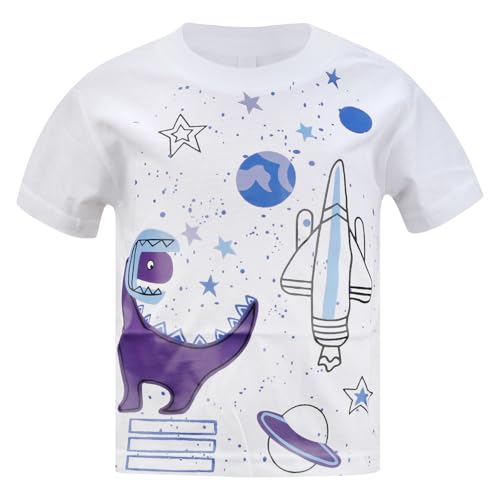 Image of DEEKEY Toddler Boys Shirts Short-Sleeve Little Kids t Shirts Boys' Tops, Tees & Shirts Graphic TEE Age for 2-7 Years 4-Pack