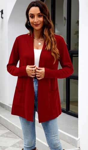 Image of Newchoice Womens Lightweight Long Sleeve Cardigans with Pockets Summer Casual Open Front Sweater Cardigan Duster
