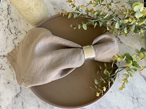 Linen Napkins –100% French Flax – Stonewashed Pure Linen Cloth Napkins - Size 18 Inch X 18 Inch – Set Of 4 (Natural Rustic Taupe) #TOP4