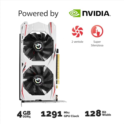 Scheda Video GTX 1050 Ti GTX1050Ti 4 GB GDDR5 128 bit 1291MHz, Scheda Grafica GPU per PC Gaming, DVI, HDMI, DisplayPort, PCI Express 3.0 x16, Supporta DirectX 12 - Bianco - Scheda video - Immagine 2