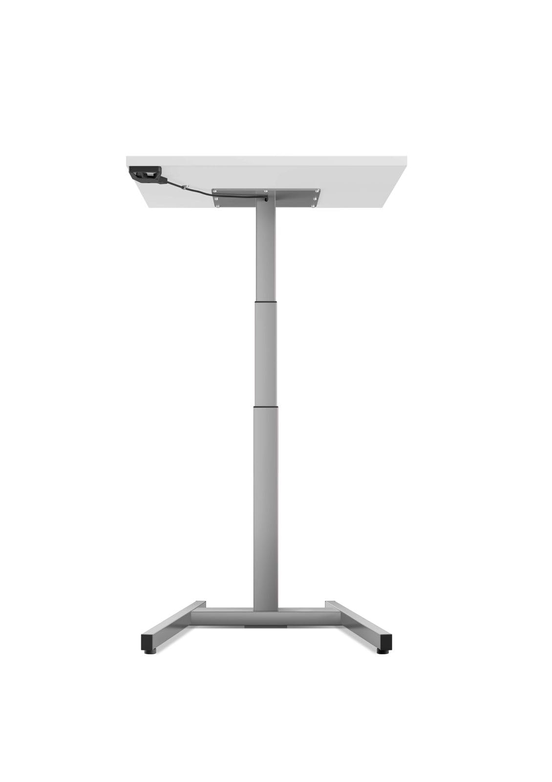 Schreibtisch Master Silber: Höhenverstellbarer Steh-Sitz-Tisch mit Gasfeder (68-118cm) – Ergonomisch, Kompakt & Stromlos – Made in Germany