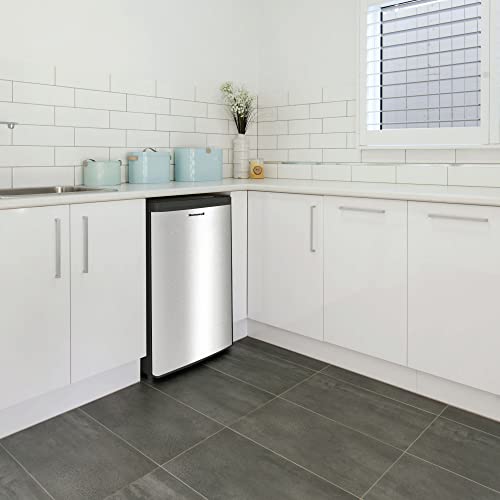Image of Honeywell Compact Refrigerator 3.3 Cu Ft Mini Fridge with Freezer, Single Door, Low noise, Removable Shelves, for Bedroom, Office, Dorm with Adjustable Temperature Settings, Stainless Steel