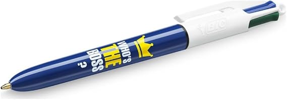 BIC 4 renkli MESSAGE Who is the Boss tükenmez kalem. Orta uçlu, geri çekilebilir ve doldurulabilir