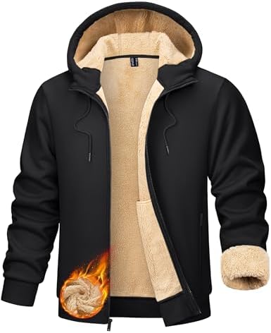 TACVASEN Men's Zip Up Sherpa Lined Hoodies Thick Fleece Heavyweig...