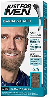 Just For Men Brush-In Color Gel, Mustache And Beard, Light Brown M-25, 1 Kit, (Pack Of 3)