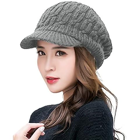 Comhats Warme Strickmütze 100% Wolle Dicke gestrickte Beanie Mütze Cover