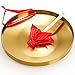 ZEAYEA 12.6 inch Gong Instrument, Chinese Traditional Percussion Instrument Copper Gong with Beater and Red Hanging Ribbon for Celebration, Party, Festivals