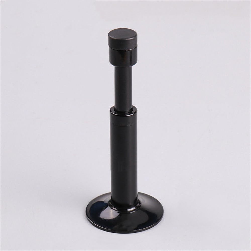 Tope de puerta sin perforaciones, artefacto anticolisión, amortiguador hidráulico, tope de puerta de baño, puerta de vidrio, golpe de silicona, silencioso, parte superior de la puerta, negro, 110 x 4
