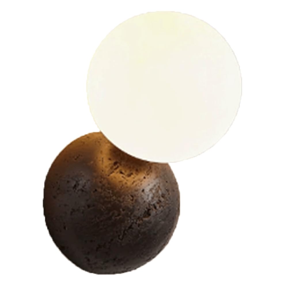 SHUANGZ Wabi-Sabi Art G9 Lighting Fixture, Nordic Modern Wall Sconce Travertine Fixture Yellow/Black Travertine Japanese Style Natural Stone Bedside Wall Light for Bedroom, Foyer with Glass Shade