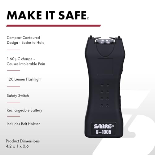 Image of SABRE Pepper Spray & 2‑in‑1 Stun Gun with Flashlight Self Defense Kit - Fast Flip Top 10‑Second Safety Spray with Finger Grip & Keychain - Rechargeable Stun Gun, 1.60 C Charge, 120‑Lumen LED Light