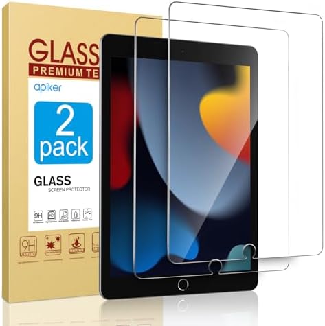 apiker [2 Pack] Screen Protector for iPad 7th Generation 10.2 Inch (iPad 7) 2019 Release, Tempered Glass Screen Protector Apple Pencil