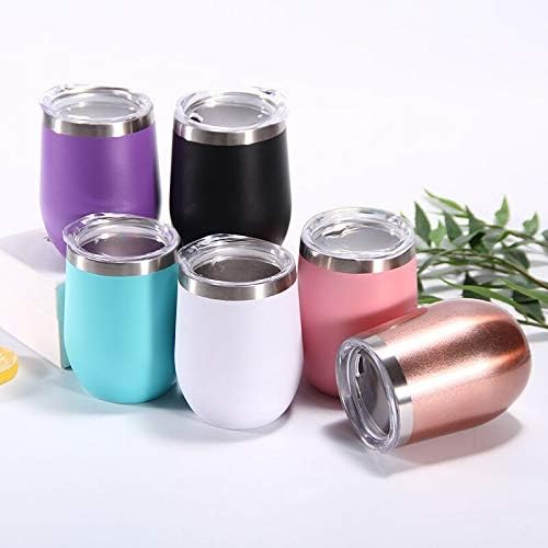 Gtell 12 oz Stainless Steel Wine Tumbler Stemless Glasses with Lid, Double Wall Insulated Travel Mug Perfect for Wine Coffee - Image 3