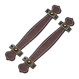 HEALLILY Leather Furiture Handle Trunk Pull Handle Luggage Handle Strap Replacement for Home Drawer Hardware Supplies 2Pcs (Light Brown)