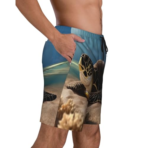 Turtle on The Beach Men Beach Pants â€“ Swim Trunks for Men,Quick-Dry and Comfortable, Suitable for Beach, Surf, and Everyday Wear3