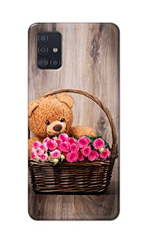 Image of PRINTFIDAA Roses and Teddy Bear in The Wicker Hard Back Cover for Samsung Galaxy M31S Back Cover -(P6) KAT1004