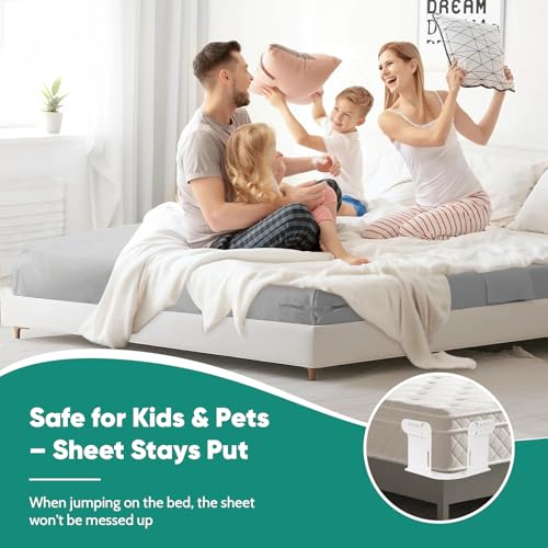 Bed Sheet Holder - Heavy Duty No-Slip Corner Fasteners, Easy to Install - Keeps Fitted Sheets Secure Without Lifting Mattress - Fits Twin, Queen, King, RV & Kids Beds ใ2025 Upgradedใ