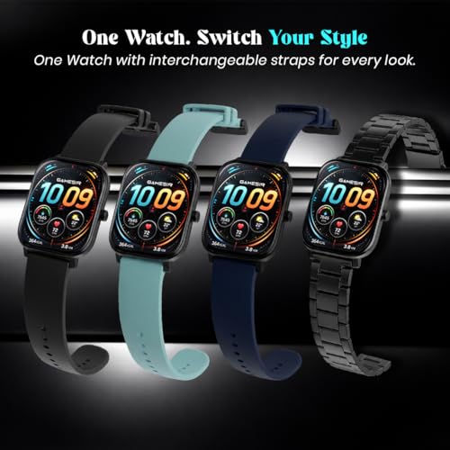 Image of GameSir H9 Black Dial Smartwatch Combo, 4 Straps, 2.01'' HD Display, Bluetooth Calling, IP67, Crown Control, Fitness Tracker with Heart Rate & SPO₂, 100+ Sports Modes for Men & Women (Black Dial)