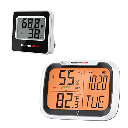 Thermopro Tp157 Hygrometer Indoor Thermometer For Home, Room Thermometer Humidity Meter + Thermopro Tp393 Hygrometer Indoor Thermometer For Home, Bluetooth Hygrometer Thermometer Range To #TOP27