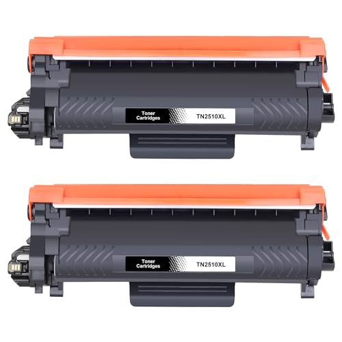 Toner TN2510XL noir lot de 2 compatibles avec Brother DCP-L2620DW et MFC-L2800DW