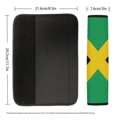 2-Pack Jamaica Flag Car Seat Belt Pads – Premium Soft Fabric, Comfortable and Supportive – Ideal for Cars, Trucks, SUVs – Show Your Jamaican Pride with Comfort