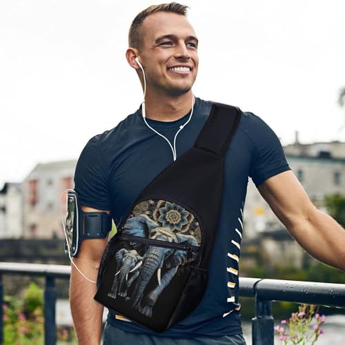 Bolso Sling Two Elephants Negro para Senderismo y Viaje miniatura 3