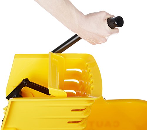 Amazon Basics Side Press Wringer Combo Commercial Mop Bucket On Wheels, 35 Quart, Yellow #TOP4
