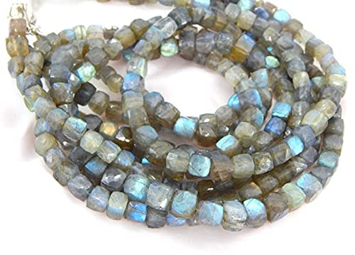Labradorite perles facette cube bleu pierre naturelle fil 9.5 pouces