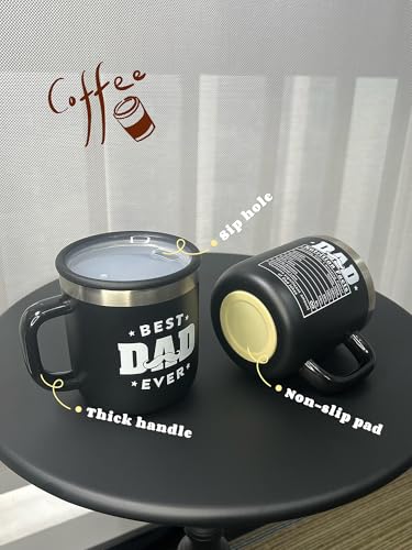 HottKiiper Best Dad Ever Gifts from Daughter Son, Stainless Steel Coffee Mug with Lid for Father, Husband, Uncle, Gifts for Father's Day (14oz Black) - image 3