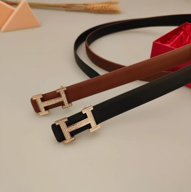 Kid's PU Leather Belt with Gold Rhinestone H Buckle | Girls & Boys Accessories3