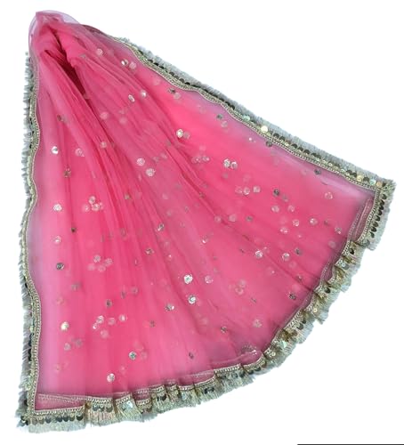 Image of Navti Creations Women's Lightweight Net Dupatta With Sequence Embroidery & Kiran Border (Length 2.25m)
