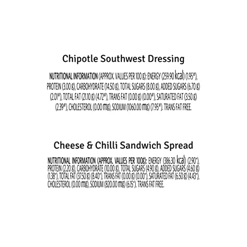 Image of Veeba Chipotle Southwest Dressing, 300 g & Cheese & Chilli Sandwich Spread, 250 g - Pack of 6