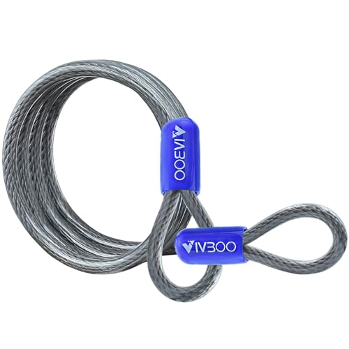 VIVBOO 5/16in Heavy-Duty Security Cable with Loops 4FT/6FT/8FT/10FT Cut-Resistant and Waterproof Security Cable Suitable for Travel Home and Outdoor Activities