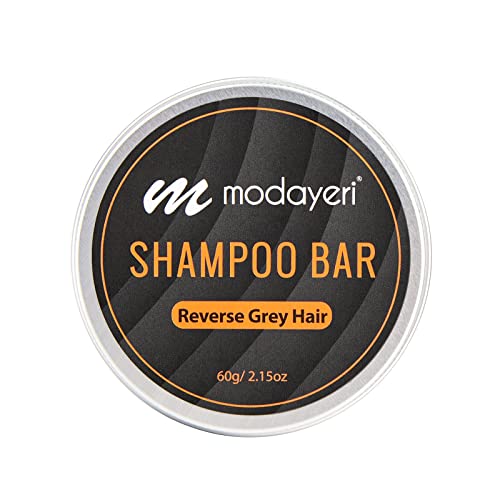 Reverse Grey Hair Bar Shampoo - Gray White Hair Repair and Moisturizer, Gray Hair Coverage, Hair Darkening Compressed Shampoo Bar Soap for Women Men Cover Gray White Hair, Restore Shiny Hair 2.15 Oz