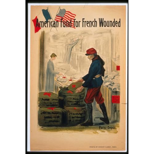 Poster vintage fonds américain pour les blessés français, 76x101 cm