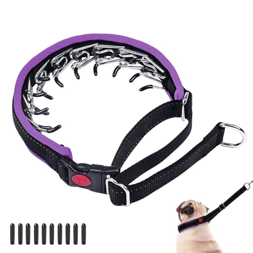 Image of Martingale No Pull Dog Collar - Heavy Duty Nylon with Buckle, Adjustable Anti Pull Reflective Slip for Large Medium Small Dog Training Walking M Purple