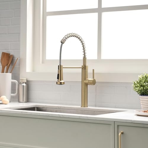 AIMADI Wasserhahn Küche Ausziehbar Küchenarmatur Einhebel-Mischer mit 360° Drehfunktion Armatur Küche Spültischarmatur Gold