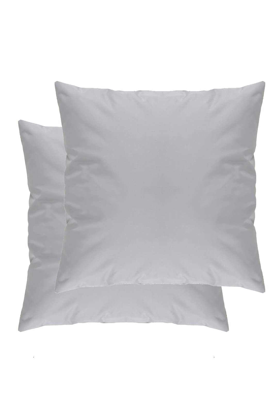 Pack of 2 Water Resistant Outdoor Hollowfibre Filled Waterproof Garden Furniture Decorative Cushion Covers for Sofa Chair Couch Bedroom 18x18 inch (Grey, 2, 18" x 18" (45 x 45 cm))