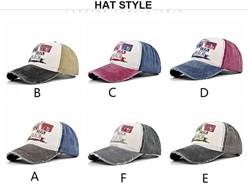 YULOONG Summer Baseball Cap Vintage Trucker Cap Washed Denim Beach Pattern Outdoor Sun Hat 100% Cotton for Man Women