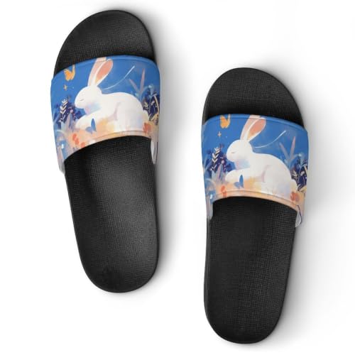 Chausson lapin blanc et papillon claquettes de bain unisexes taille 37