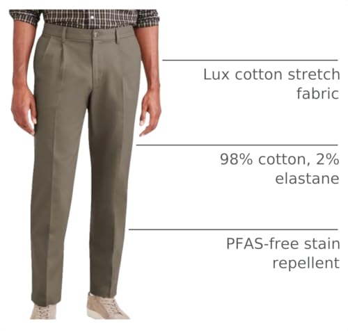 Dockers Men's Signature Khaki Classic Fit Iron Free with Stain Defender® - Pleated (Regular and Big & Tall), Dark Pebble, 44W x 30L - image 3