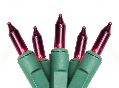 100-Count Purple Mini Christmas String Light Set - 20.5ft Green Wire